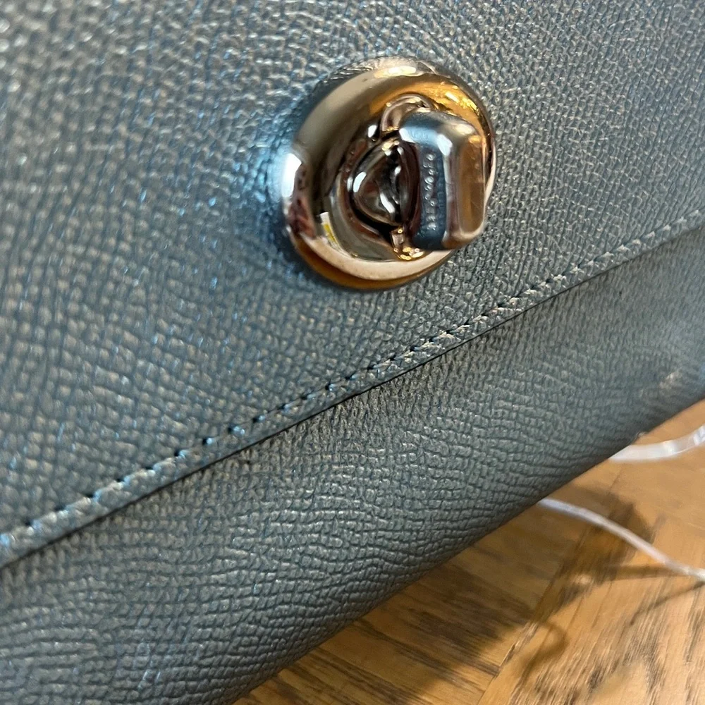 EUC Coach Blue Metalic Wristlet Wallet